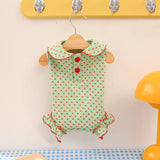 Dog Polka Dot Wrap Belly Clothes Cotton Fabric Summer Soft Cute Pet Pajamas Yorkshire Jumpsuit Four Legged Puppy Clothes