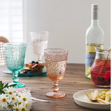 Popxstar  1Pcs Retro Flowery Vintage Goblet European Style Diamond Embossed Pattern Goblet Wedding Bar Decorative Stemware Hot Selling