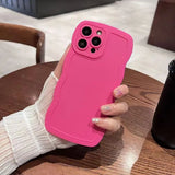 Popxstar Solid Color Wave Lens Protection Phone Case For iPhone 11 12 13 14 15 16 Pro Max 7 8 Plus SE 2020 2022 X XSMax XR Soft TPU Cover