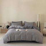 3pcs 100% Cotton Solid Color/two-color/striped/checkered Print Bedding, 1PC Duvet Cover 2PC Pillowcases Soft and Skin-friendly