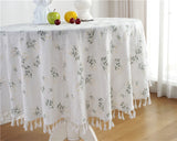 Popxstar Floral Round Tablecloth with Tassel Flower Tablecloth Suitable for Kitchen Decorantion/Indoor and Outdoor Dining Table/Party