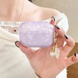 Popxstar  Luxury Purple Pearly Shell Pendant Silicone Case For AirPods 1 2 3 4 pro 2 Wireless Bluetooth Earphone Accessories
