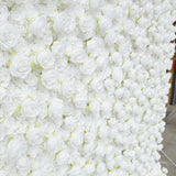Popxstar 5D White Rose Cloth Flower Wall Artificail Fabric Roll Up Hydrangea Floral Wall Wedding Backdrop Decor Hang Curtain Photo Props