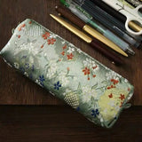 Creative Embroidery Pencil Bag Bird Flower Vintage Stamping Pencil Pouch Large Capacity Retro Style Pencil Case School