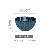 Popxstar  European Ceramic Tableware Set Blue Chrysanthemum Shape Rice Soup Bowl Dish Fruit Plate Creative Retro Kitchen Utensils