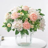 Popxstar Blue Silk Bouquets Artificial Forest Hydrangea Peony Bud Wedding Bride Hand Bouquet Home Garden Desktop Flower Arrangement Decor