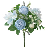 Popxstar Blue Silk Bouquets Artificial Forest Hydrangea Peony Bud Wedding Bride Hand Bouquet Home Garden Desktop Flower Arrangement Decor