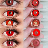Popxstar 1 Pair Halloween Red Colored Lenses for Cosplay Anime Hu Tao Lens Vampire Multicontacts Lenses