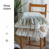 Popxstar 2pcs Ruffled Square Cushion Cover Solid Color Soft Breathable Cute Plain Home Decor Dining Chair Boho Style 100% Cotton Cottage
