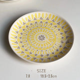 Popxstar  Ceramic Round Shape Floral Plates Dinner Sets Large Capacity Large Plate Dessert Salad Plate Beautiful Table Tableware Services