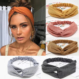 Popxstar Women Headband Cross Top Knot Elastic Hair Bands Soft Solid Color Girls Hairband Hair Accessories Twisted Knotted Headwrap