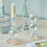 Popxstar Glass Candle Holder Home Decor Nordic Rainbow Vase Flower Table Living Room Decoration Candlestick Holder for Wedding