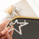 Popxstar Golden Sliver Hair Claw Metal Five-pointed Star Geometry Hairpin Hair Clips Women Ponytail Fashion Hair Accessoriesi