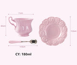 Popxstar  Elegant Pink Coffee Cup Saucer Spoon Set Europe Princess Ceramic Tea cup 180ml Top Porcelain Teacup Cafe Teatime Drinkware