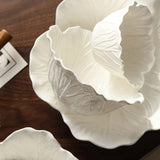 Ceramic Flower Deep Bowl Pure White Creative Relief Tableware Soup Bowl