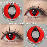 1 Pair red/white cosplay color contact lenses for eyes crazy Halloween Eye makeup Role playing Eye cosmetics color lens