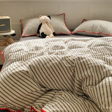 Popxstar  100% Cotton Stripe Bedding set Duvet Cover Set with Pillowcase housse de couette Quilt Cover set King Size