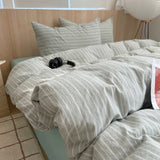 Popxstar  Nordic sling Cotton Pink Stripes Duvet Cover 150x200 Size Girl's Room housse Skin friendly Breathable Comforter Sets