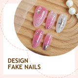 Popxstar  30Pcs Blush Pink False Nails Y2K Girls Charms Manicure Almond Press On Nails Silver Star Designers Full Cover Fake Nails Art