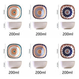 Popxstar  6pcs Ceramic Bohemian Spice Dish, Salad Bowl, Snack Dish, Fruit Platter for Home Restaurant, Party Gathering, BBQ Sauce Dish