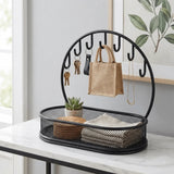 Large Capacity Key Storage Organizer Space-saving Modern Iron Entryway Storage Rack with Hooks Bathroom Storage Tray