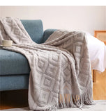 Popxstar  Summer Blanket for Bed Sofa Knitted Blanket With Tassel Nap Blankets Air Conditioning Blanket Soft Throw Blanket Bed Sheet Cover