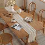 Popxstar Vintage Beige Table Runner Christmas Crochet Lace Cotton Blended Fabric with Tassel For Coffee Table Decor Wedding Decoration