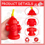 Popxstar  2/4/6/8/10pcs Novelty Fire Hydrant Straw Cups with Lid Fireman Birthday Party Favors Boys Firefighter Party Water Cups Supplies