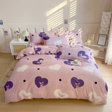 Popxstar  Strawberry Bedding Set, Pink Kawaii Strawberry Duvet Cover Soft Reversible Comoforter Cover with 2 Pillowcases for Women Girls