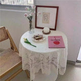 popxstar Lace Tablecloth White Bedside Row Frame Coffee Table With Cover Cloth Small Fresh Square Stall Tablecloth White Tablecloth