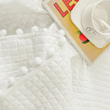 Popxstar INS Style White Ball Edge Quilted Quilt Blanket Bedspread Washed Solid Color Korean Princess Style Summer Thin Quilt 1/3Pc