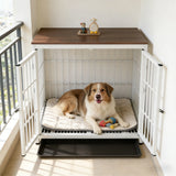 M/L/XL/2XL Dog Crate Cage Furniture Wooden Pet Kennel Table with Three Doors and Removable Tray Decorative Side End Table