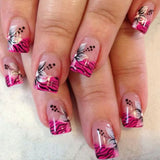 Popxstar  Nude Color Fake Nails 24Pcs Red French Tips Press On Nails Full Cover Mid-length Square Head False Nails Acrylic DIY Manicure