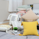 45x45cm Braided Plaid Boho Cushion Cover Geometry Embroidered Tassel Embroidery Lumbar Pillow Covers for Living Rooms Bedrooms