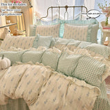 Popxstar room inspo ideas 3pcs 100% Cotton Duvet Cover Set (1*Duvet Cover + 2*Pillowcase, Without Core), Korean lace Bedding Set, Soft Comfortable