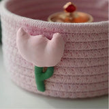 Flower element sundry items storage basket cotton thread woven bedroom living room household dormitory desktop decoration