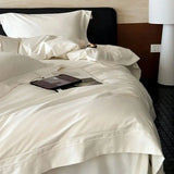Popxstar  4Pcs Solid Color Egyptian Cotton Brushed Hotel Style Bedding Set Duvet Cover Bed Sheet/Fitted Sheet Pillowcases Home Textiles