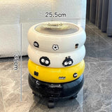 Popxstar  12L Doughnut Shape Wastebasket with Lid Wheel Recycle Bin Bedroom Living Room Kitchen Garbage Cube Cream Wind Cute Trash Can
