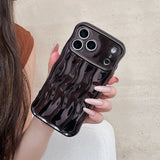 Popxstar  Luxury Plating Water Ripple Pattern Wavy Curly Edge Case for IPhone 17 16 15 13 14 Pro Max Electroplated Camera Protection Cover