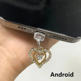 Popxstar Water Diamond Love Beautiful Phone Dust plug Accessories Decoration Hanging Pendant for iPhone for Samsung Type-C Charging Port