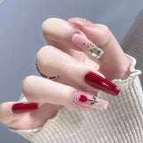 Popxstar 24Pcs/Set Long T Glitter Wearing Reusable False Nails Nail Art Full Cover Artificial Fake Nails Ballerina False Nail