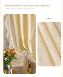 Popxstar Farmhouse Curtains Cotton Floral Ruffle Trim Privacy Drapes for Dining Living Room Bathroom Semi-blackout Vintage Chic Decor