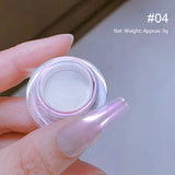 Popxstar Aurora Pearl Nude Pink White Nails Glitter Dust Chrome Moonlight White Rubbing on Powder Shell Mirror Pigment Nail Art Supplies