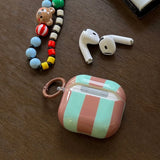Popxstar  Cute Blue Stripe Imd Silicone Earphone Case With Keychain For Apple AirPods 1 2 3 4 Pro 2 Bluetooth Headphone Protection Cover