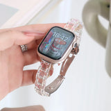 popxstar Laser Transparent Acrylic Strap for Apple Watch Band 42mm 46 41 38 45 44 49 40mm Women Bracelet for iWatch Series 10 9 8 7 6 5