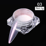 Popxstar Aurora Pearl Nude Pink White Nails Glitter Dust Chrome Moonlight White Rubbing on Powder Shell Mirror Pigment Nail Art Supplies