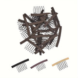 Popxstar  10/20/50Pcs Wig Combs To Secure Wig 6-Teeth Wig Comb Wig Clips With Cloth For Making Wig Caps Steel Material Clips Combs ForHair