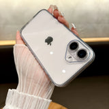 Popxstar  Fashion Tempered Glass Transparent Back Cover for iPhone 16 15 14 13 12 11 Pro Max 14/15/16 Plus Sparkling Powder Soft Edge Case