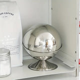 Popxstar  Stainless Steel Storage Jar Sphere Storage Jar with Flip-Top Lid  Modern Round Desktop Organizer for Kitchen Home Office
