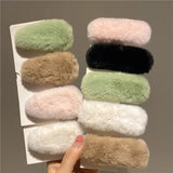 Popxstar Winter Plush Cute Hair Clip Grasping Lamb Children's Broken Hair Pin Clip Headwear Hair Accessories for Girls  Korean Style